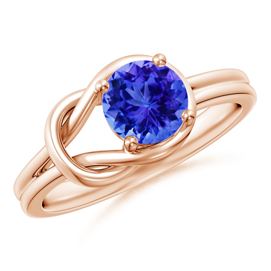 6mm AAA Solitaire Tanzanite Infinity Knot Ring in Rose Gold 