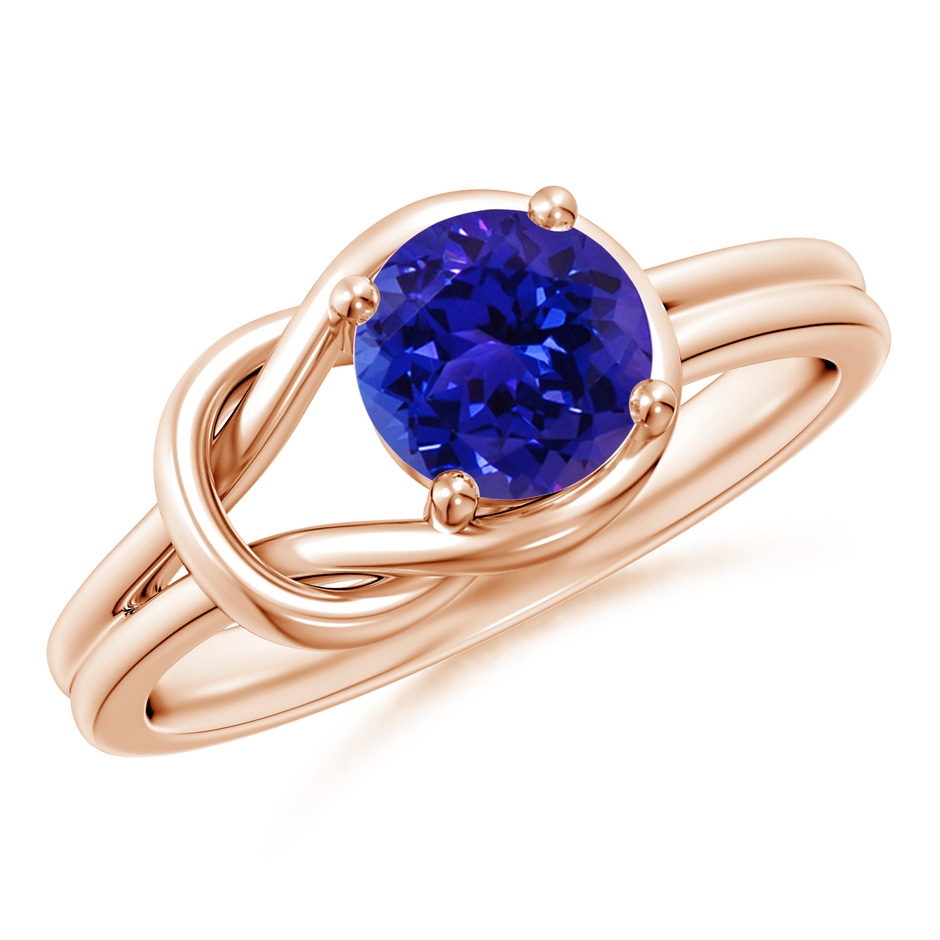 6mm AAAA Solitaire Tanzanite Infinity Knot Ring in 18K Rose Gold 