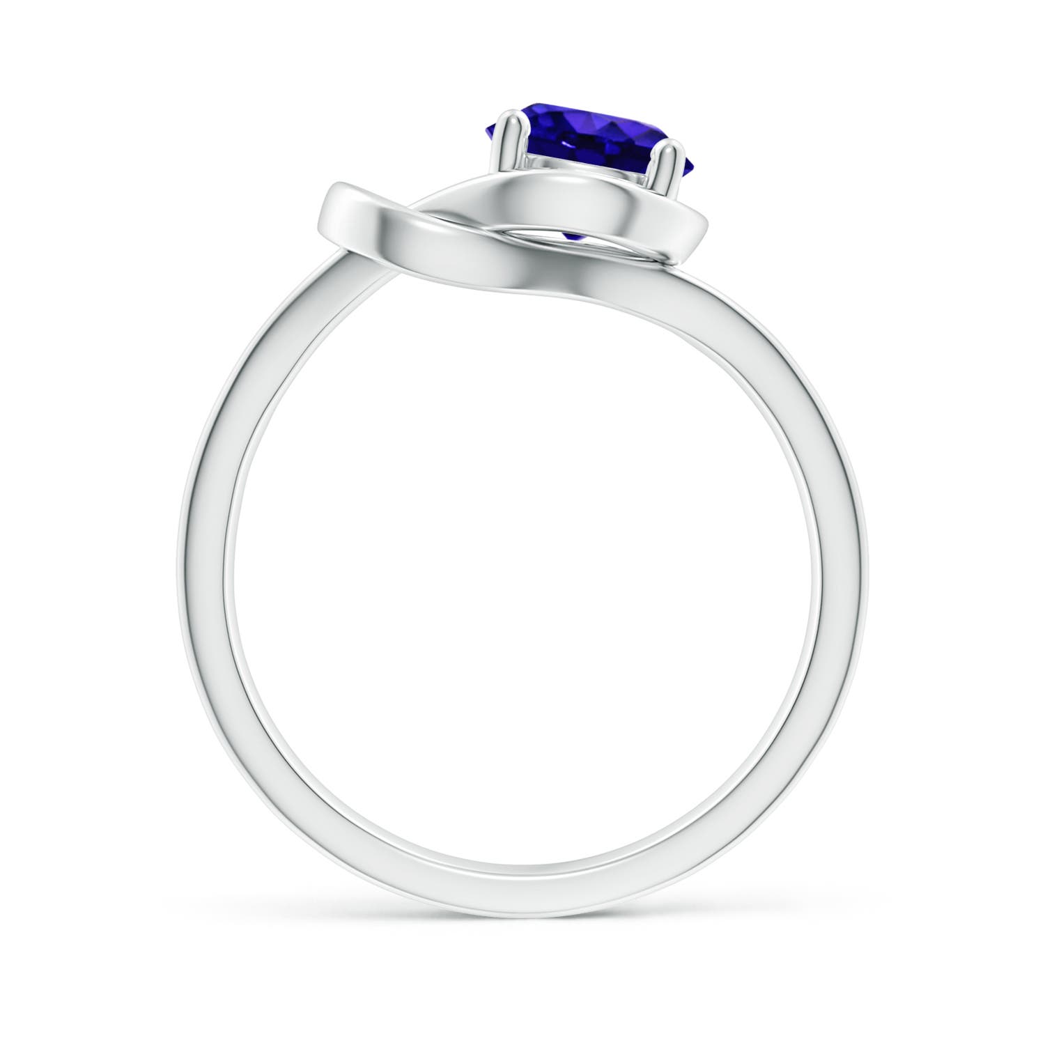 6mm AAAA Solitaire Tanzanite Infinity Knot Ring in 18K White Gold