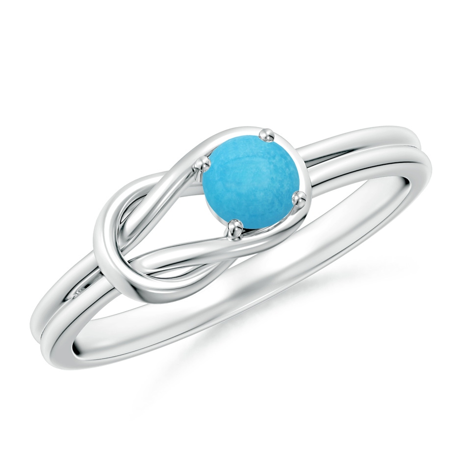 4mm A Solitaire Turquoise Infinity Knot Ring in White Gold 