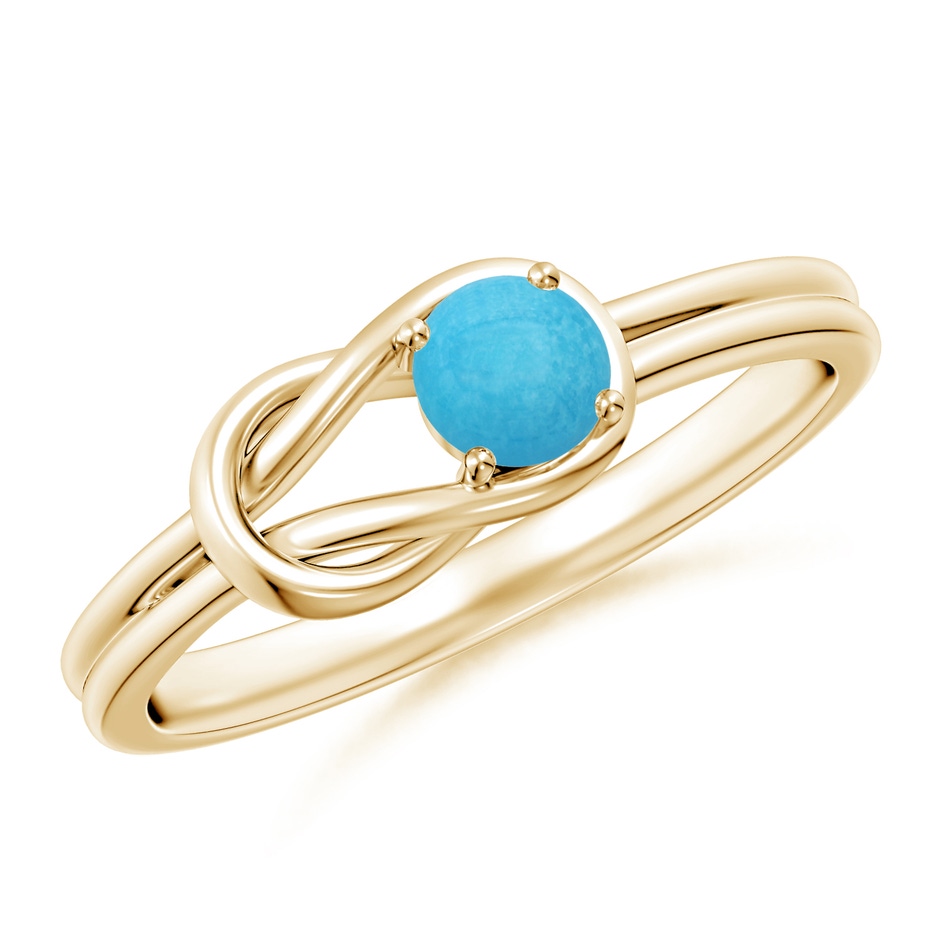 4mm A Solitaire Turquoise Infinity Knot Ring in Yellow Gold 