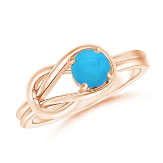 4mm AAAA Solitaire Turquoise Infinity Knot Ring in 9K Rose Gold