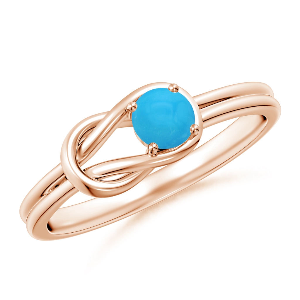 4mm AAAA Solitaire Turquoise Infinity Knot Ring in Rose Gold