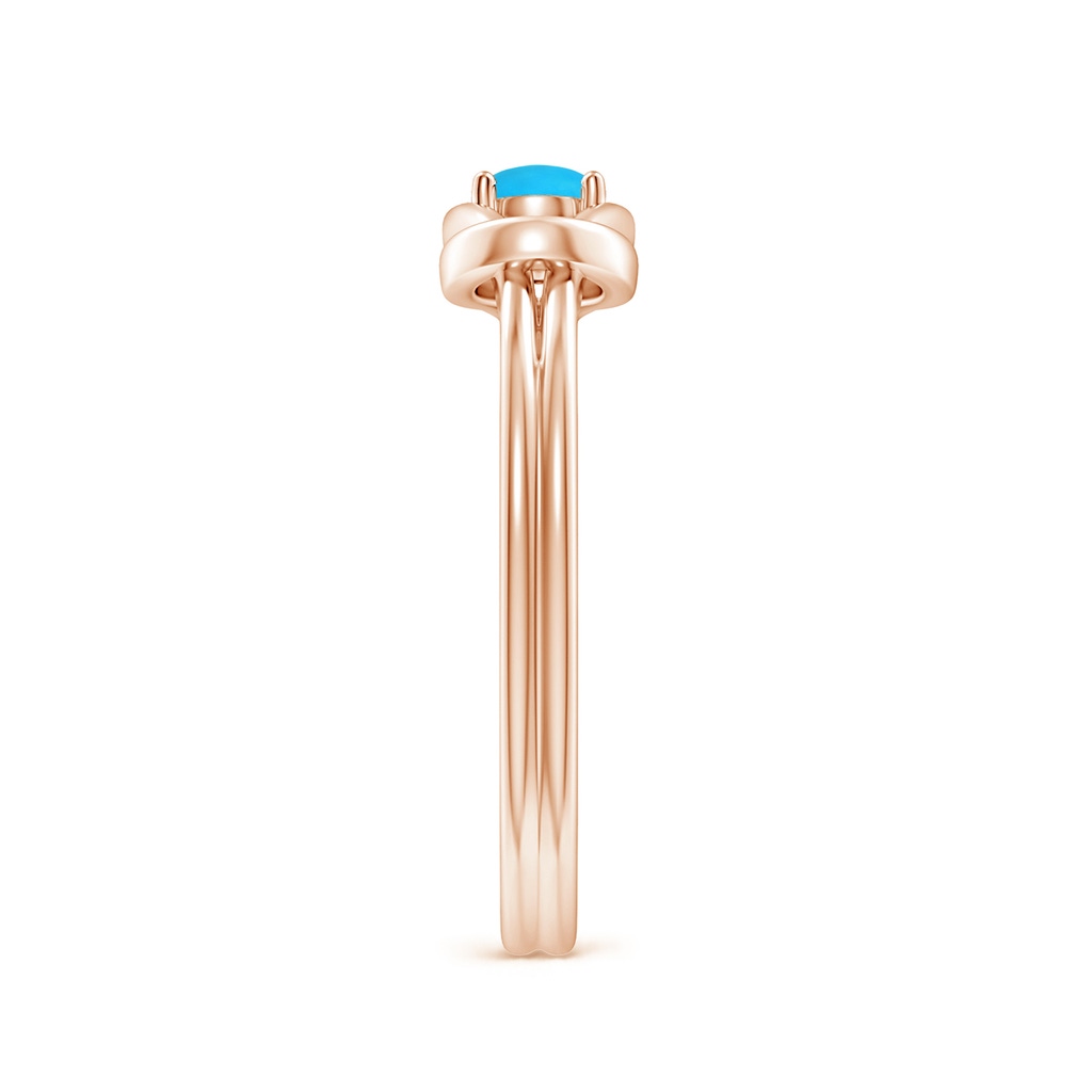4mm AAAA Solitaire Turquoise Infinity Knot Ring in Rose Gold Side-2