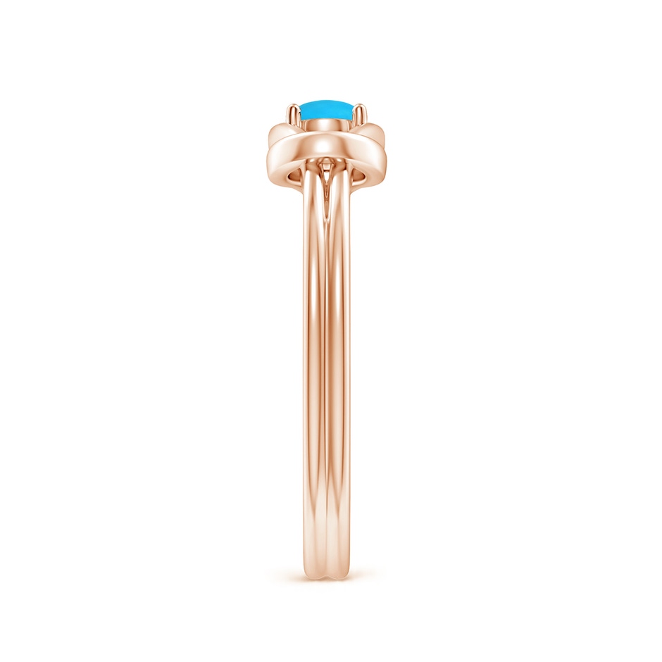 4mm AAAA Solitaire Turquoise Infinity Knot Ring in Rose Gold side-2