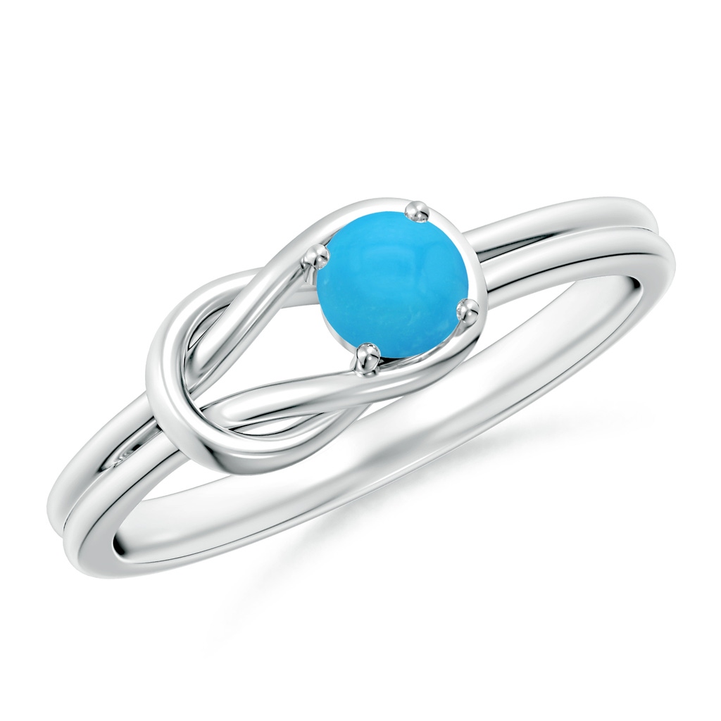 4mm AAAA Solitaire Turquoise Infinity Knot Ring in White Gold