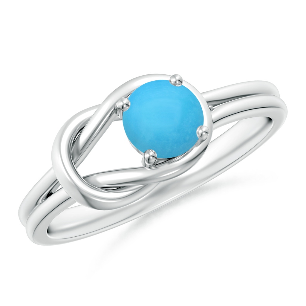 5mm AAA Solitaire Turquoise Infinity Knot Ring in White Gold