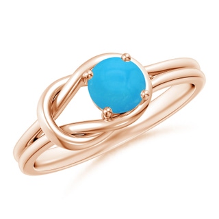 5mm AAAA Solitaire Turquoise Infinity Knot Ring in Rose Gold