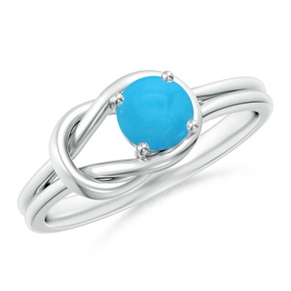 5mm AAAA Solitaire Turquoise Infinity Knot Ring in White Gold