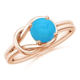6mm AAAA Solitaire Turquoise Infinity Knot Ring in Rose Gold