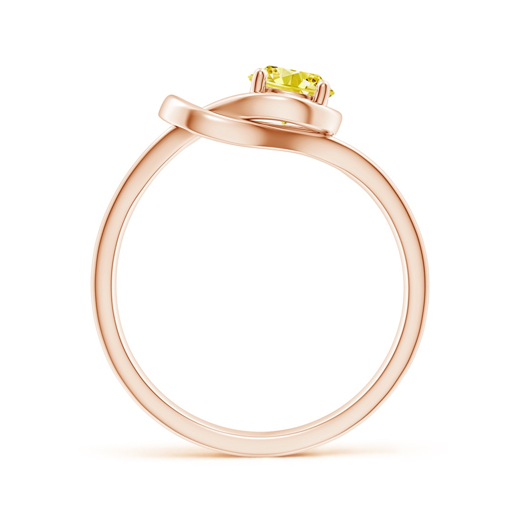 5.1mm AAAA Solitaire Fancy Intense Yellow Diamond Infinity Knot Ring in Rose Gold - side 199