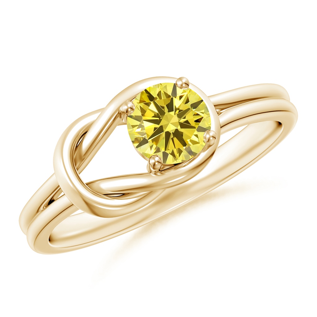 5.1mm AAAA Solitaire Fancy Intense Yellow Diamond Infinity Knot Ring in Yellow Gold