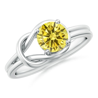 6mm AAAA Solitaire Fancy Intense Yellow Diamond Infinity Knot Ring in P950 Platinum