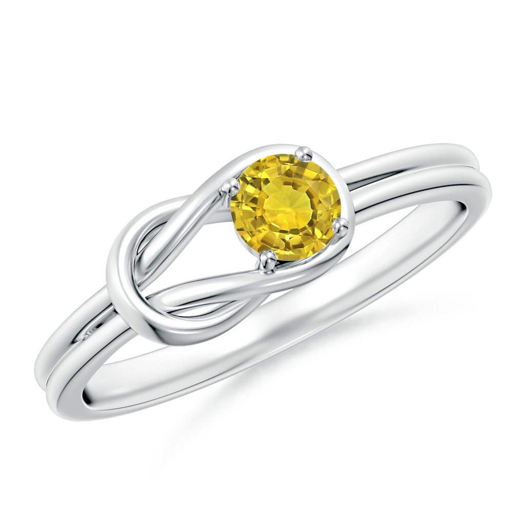 4mm AAAA Solitaire Yellow Sapphire Infinity Knot Ring in P950 Platinum