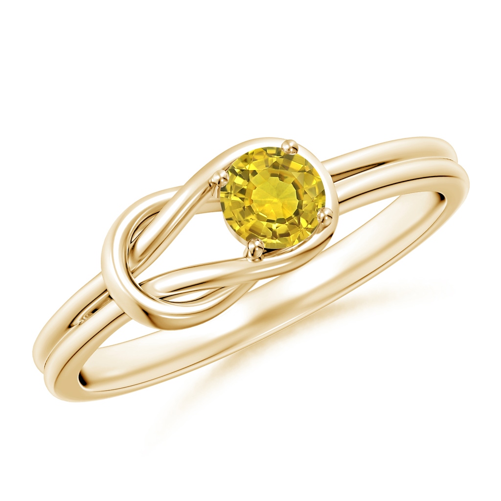 4mm AAAA Solitaire Yellow Sapphire Infinity Knot Ring in Yellow Gold