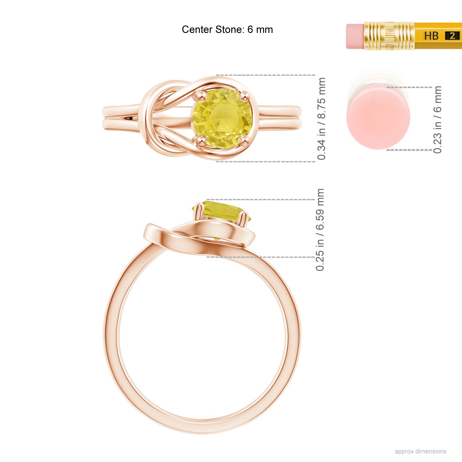 A - Yellow Sapphire / 1 CT / 14 KT Rose Gold