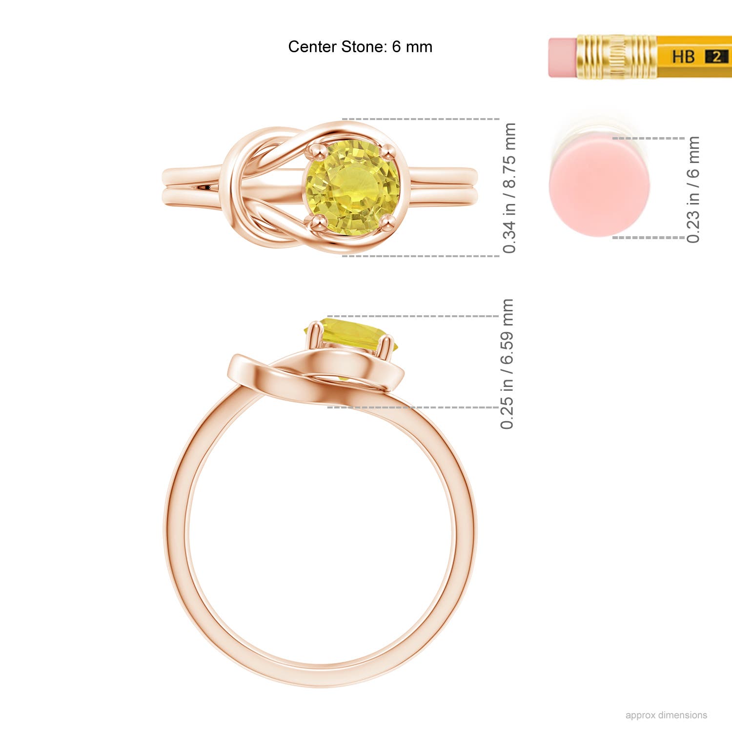 AA - Yellow Sapphire / 1 CT / 14 KT Rose Gold