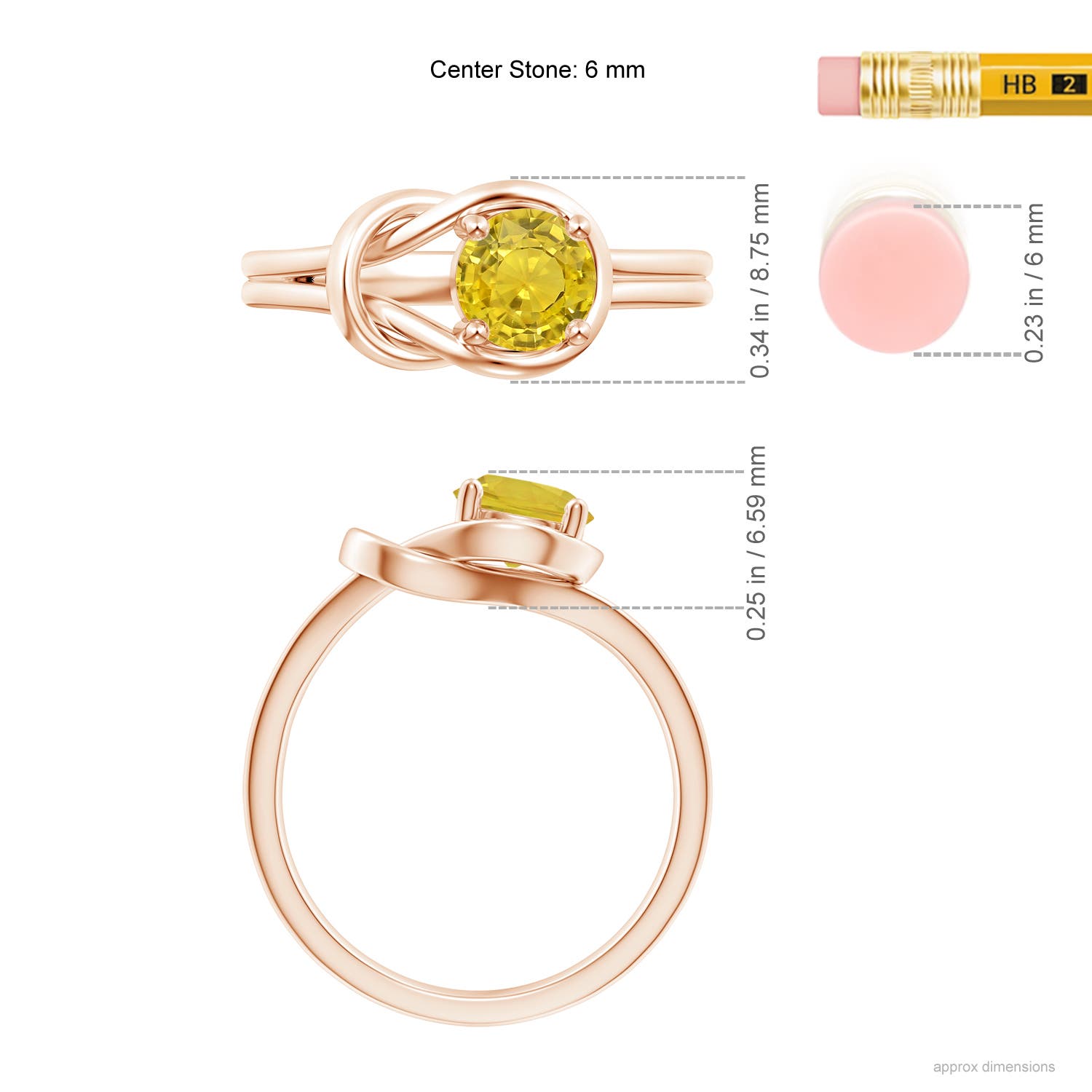 AAA - Yellow Sapphire / 1 CT / 14 KT Rose Gold