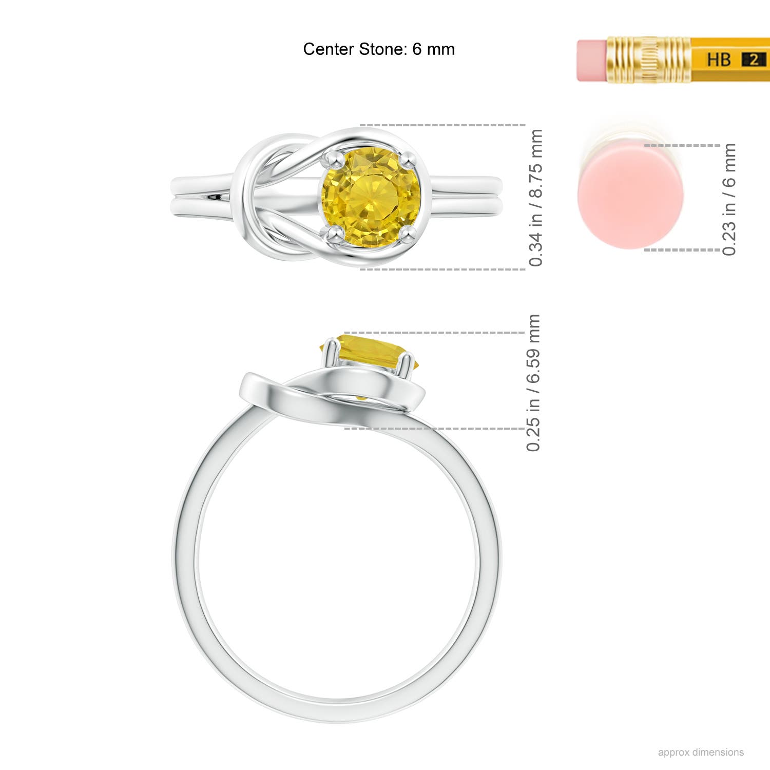 AAA - Yellow Sapphire / 1 CT / 14 KT White Gold