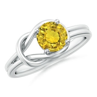 6mm AAAA Solitaire Yellow Sapphire Infinity Knot Ring in P950 Platinum