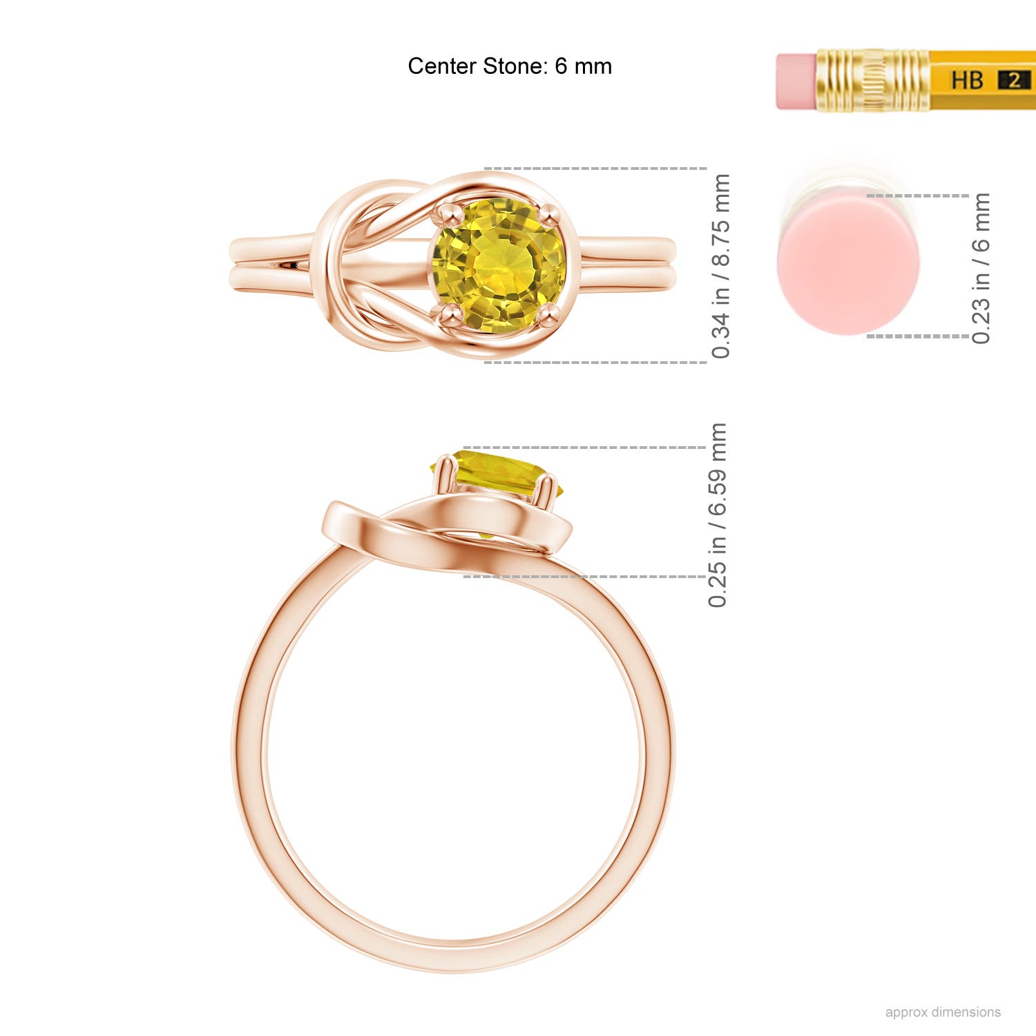 AAAA - Yellow Sapphire / 1 CT / 14 KT Rose Gold