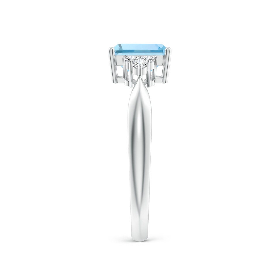 7x5mm AAAA Emerald-Cut Aquamarine Ring with Trio Diamonds in P950 Platinum side-2