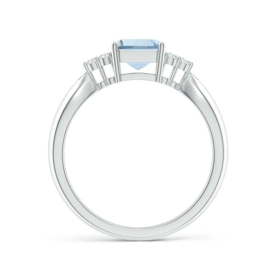 8x6mm A Emerald-Cut Aquamarine Ring with Trio Diamonds in P950 Platinum side-1