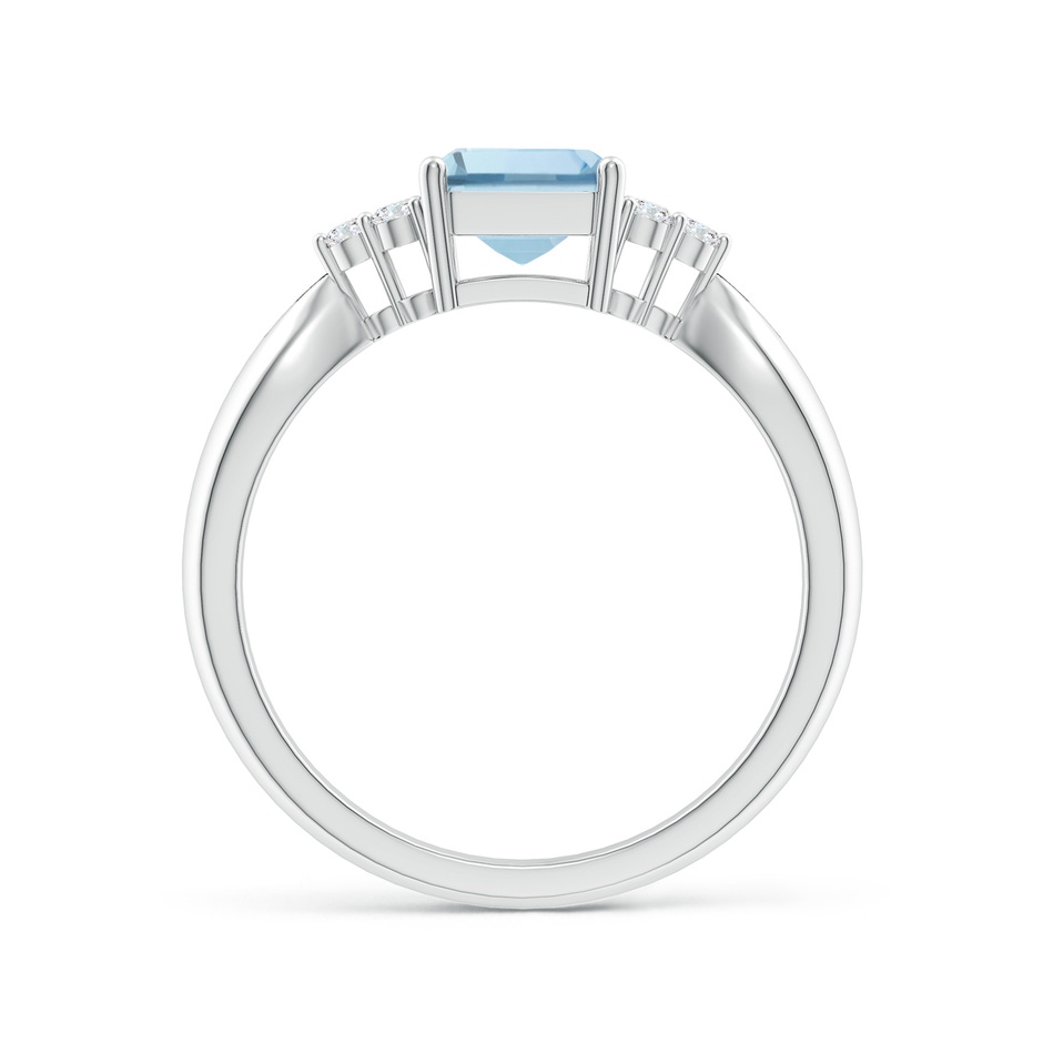 8x6mm AA Emerald-Cut Aquamarine Ring with Trio Diamonds in White Gold side-1