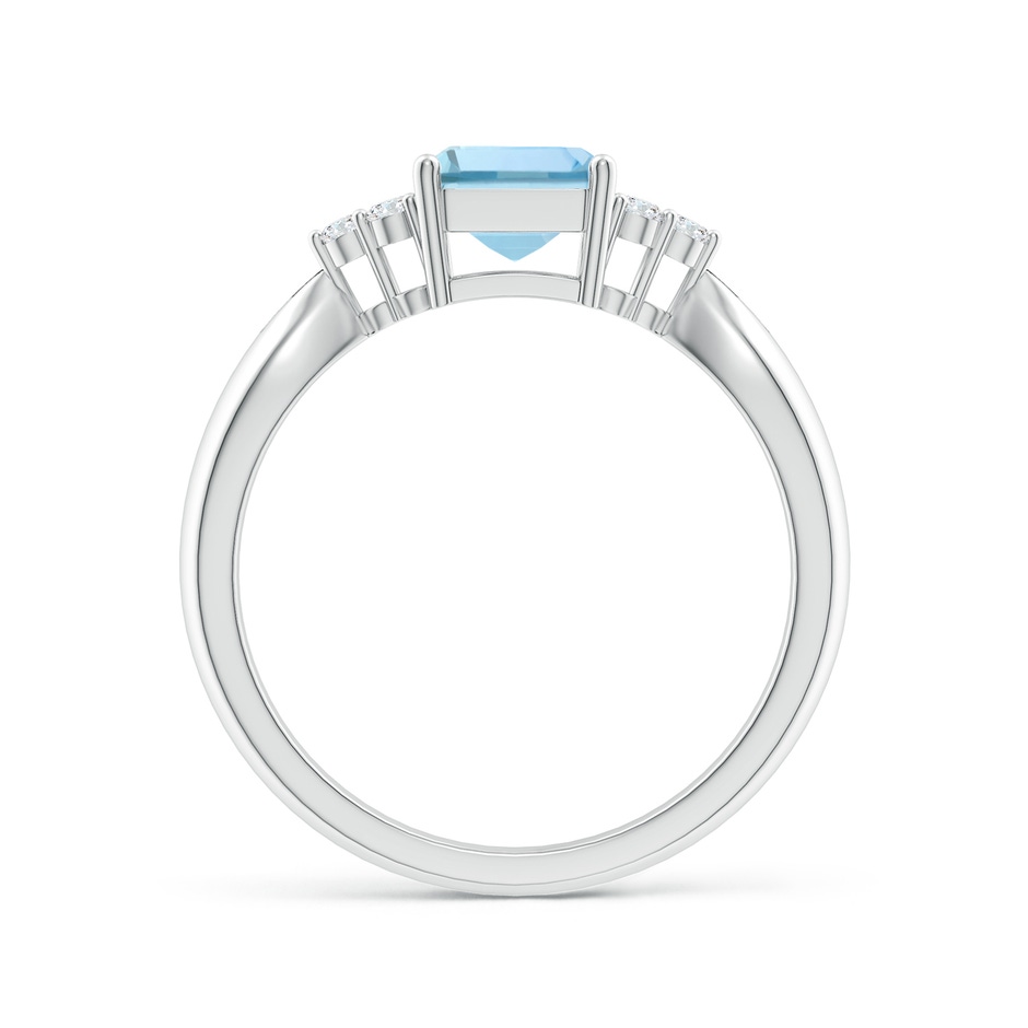 8x6mm AAA Emerald-Cut Aquamarine Ring with Trio Diamonds in P950 Platinum side-1