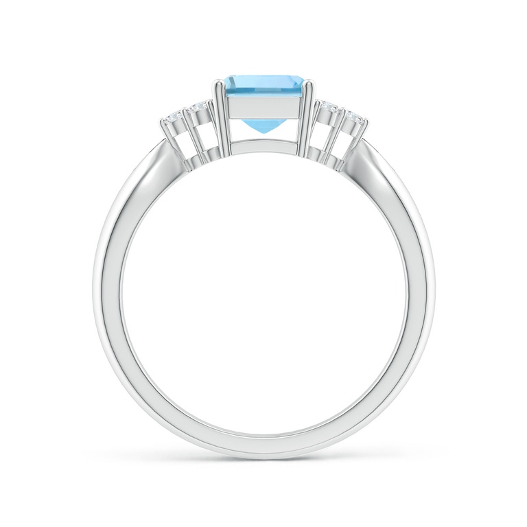 Emerald-Cut Aquamarine Ring with Trio Diamonds | Angara