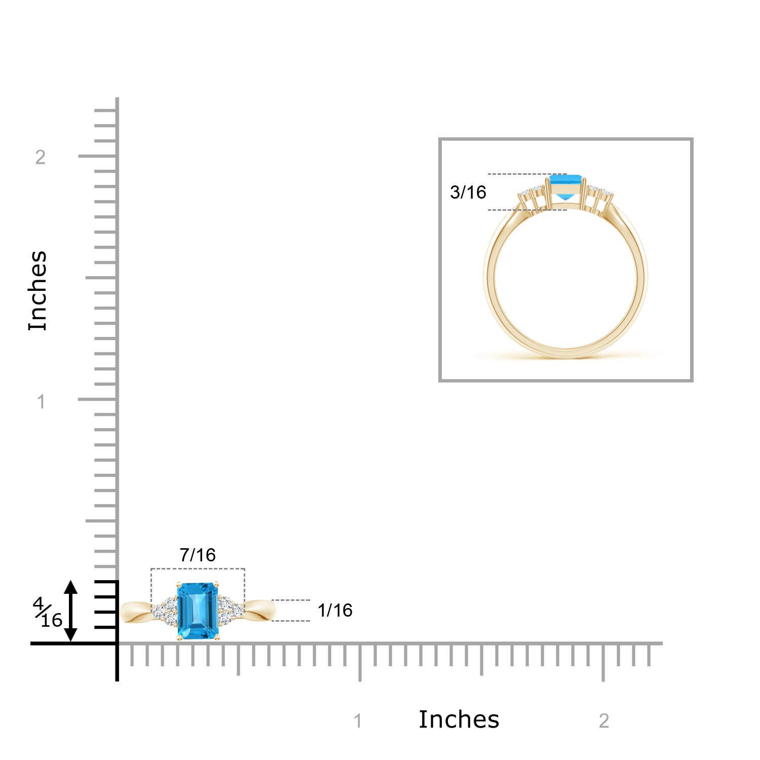 AAA - Swiss Blue Topaz / 1.37 CT / 14 KT Yellow Gold