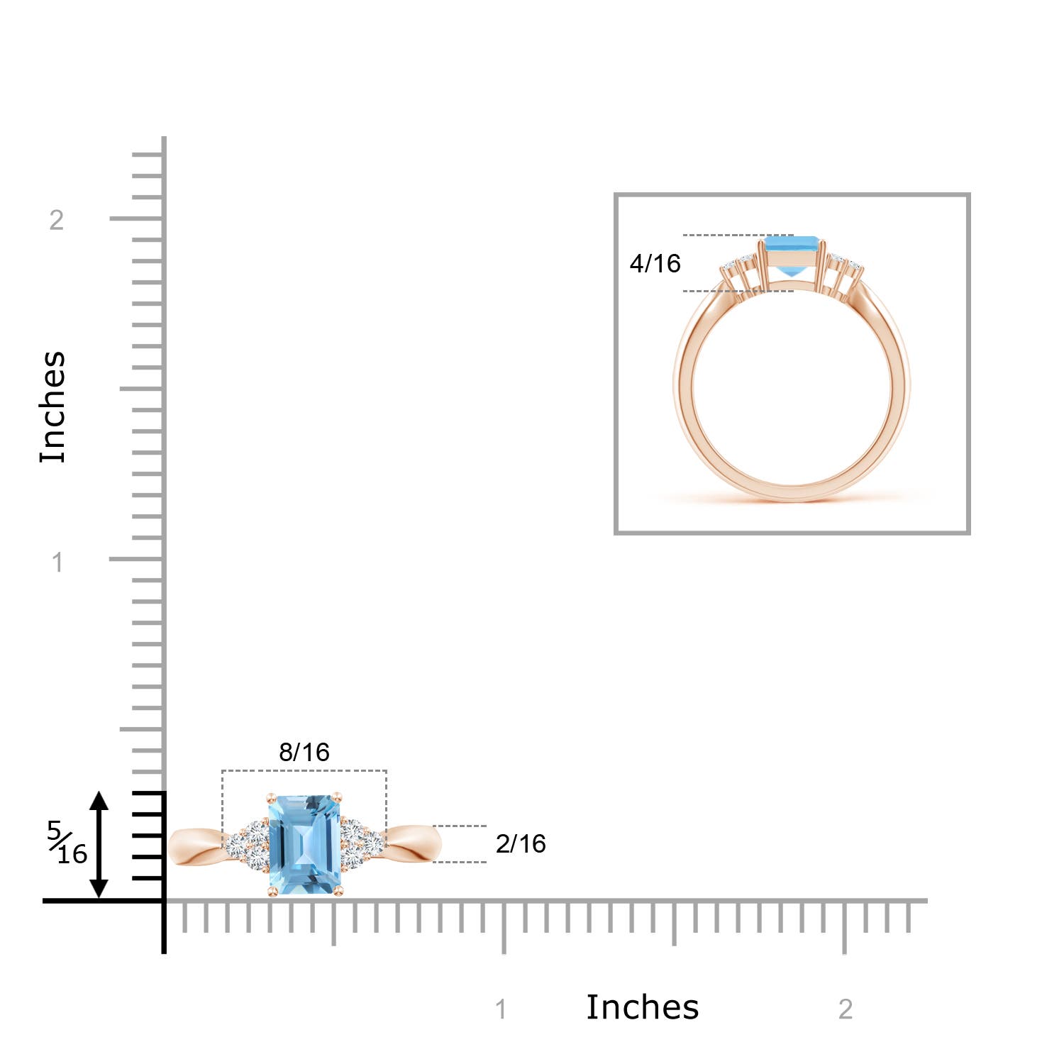 A - Swiss Blue Topaz / 2.12 CT / 14 KT Rose Gold