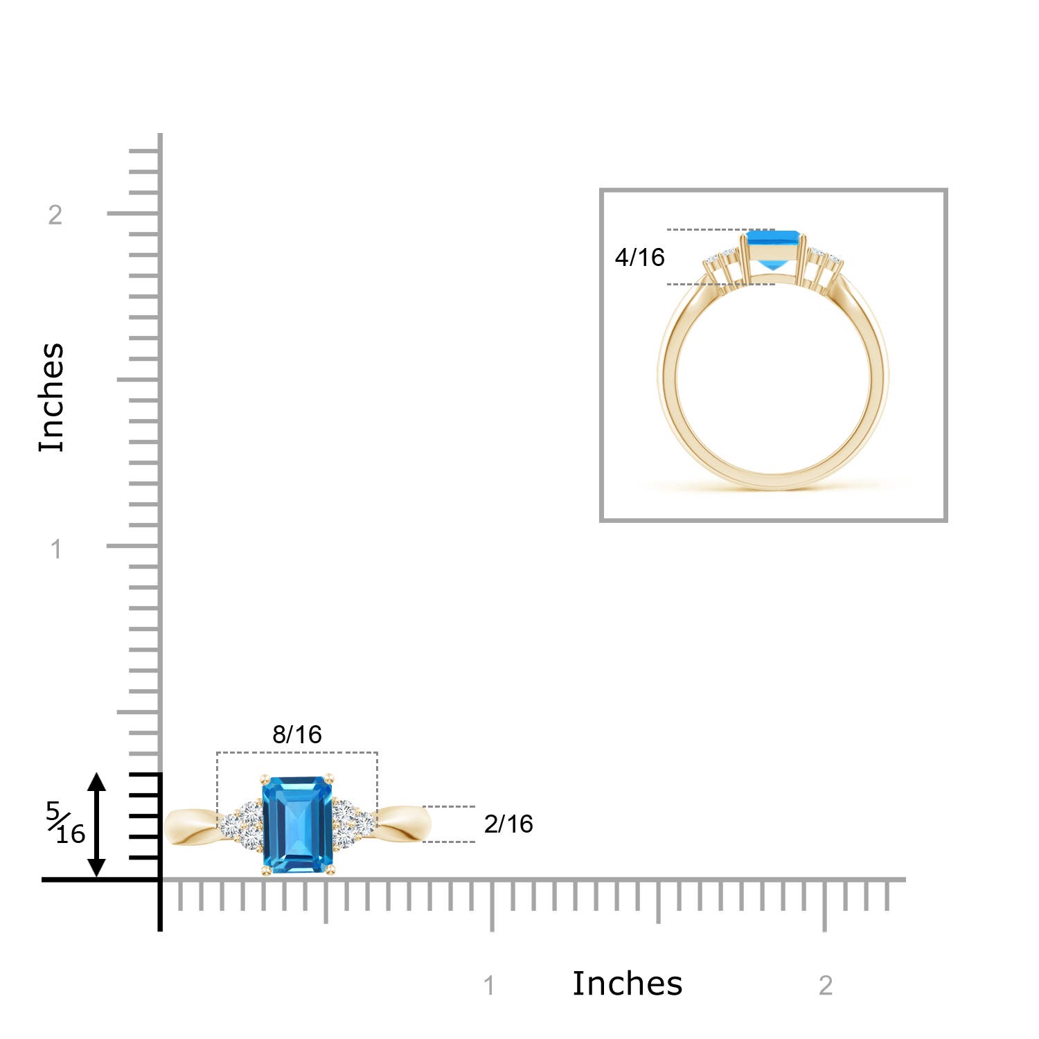 AAAA - Swiss Blue Topaz / 2.12 CT / 14 KT Yellow Gold