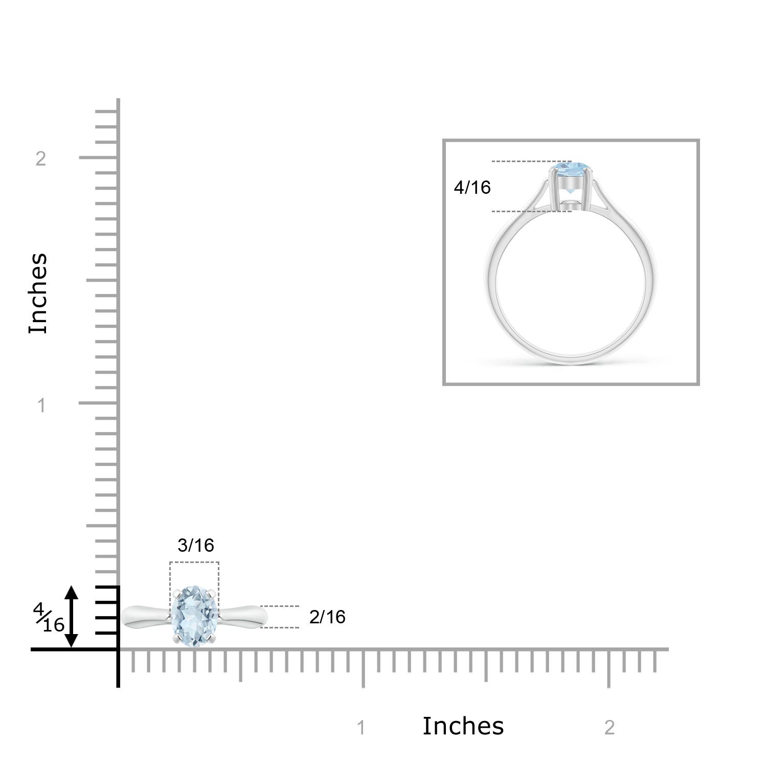 A - Aquamarine / 0.6 CT / 14 KT White Gold