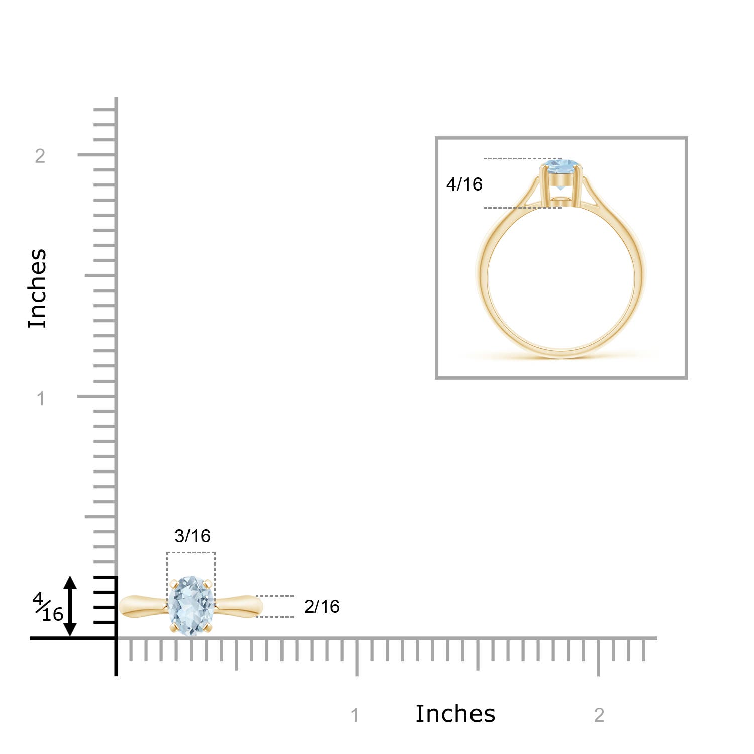 A - Aquamarine / 0.6 CT / 14 KT Yellow Gold