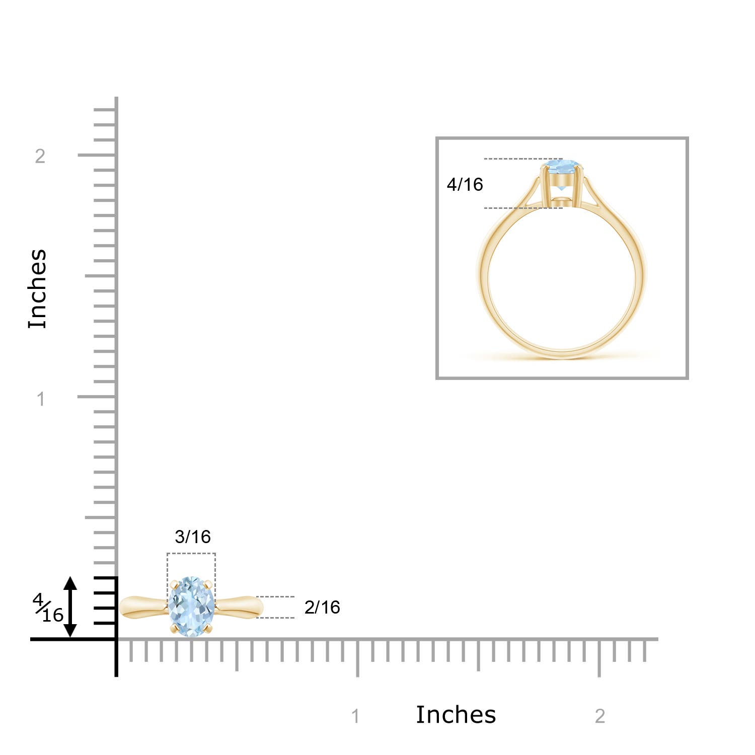 AA - Aquamarine / 0.6 CT / 14 KT Yellow Gold