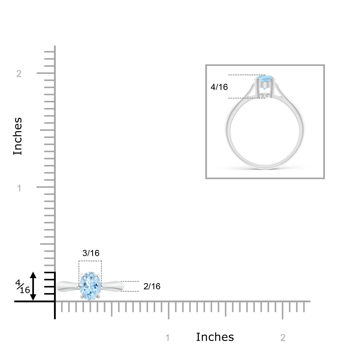 AAA - Aquamarine / 0.6 CT / 14 KT White Gold