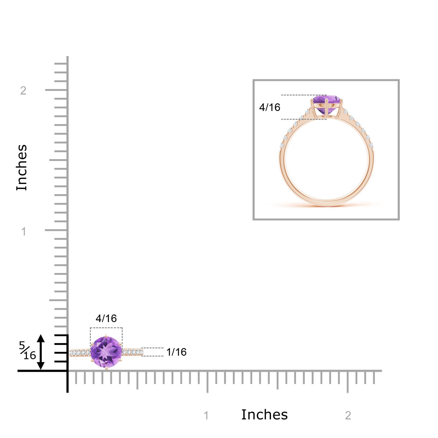 A - Amethyst / 1.4 CT / 14 KT Rose Gold