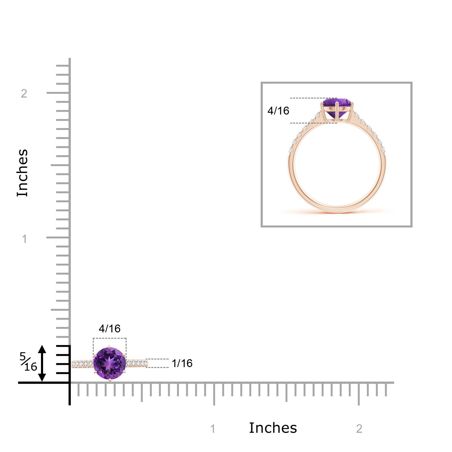 AAAA - Amethyst / 1.4 CT / 14 KT Rose Gold