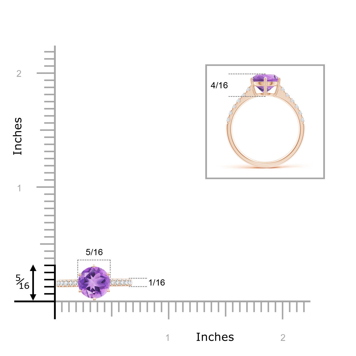 A - Amethyst / 2 CT / 14 KT Rose Gold