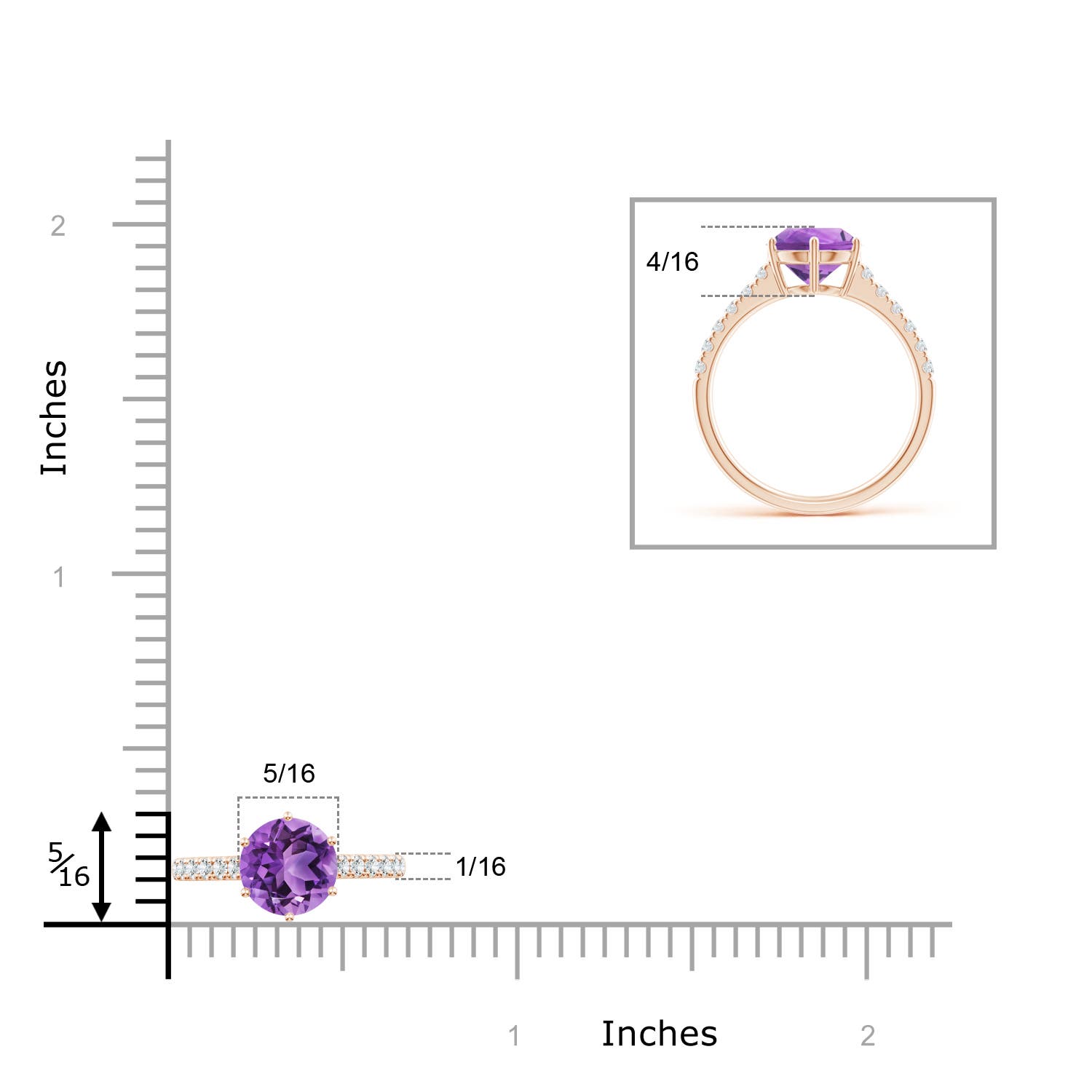 AA - Amethyst / 2 CT / 14 KT Rose Gold