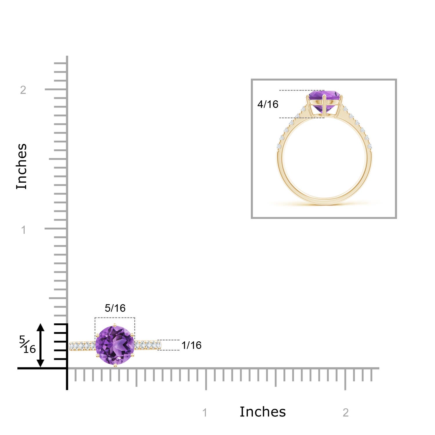 AA - Amethyst / 2 CT / 14 KT Yellow Gold