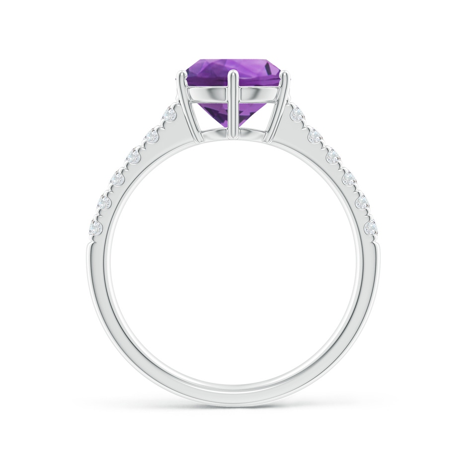 8mm AAA Amethyst Solitaire Ring with Diamond Accents in White Gold product image