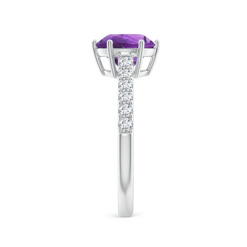 8mm AAA Amethyst Solitaire Ring with Diamond Accents in White Gold product image