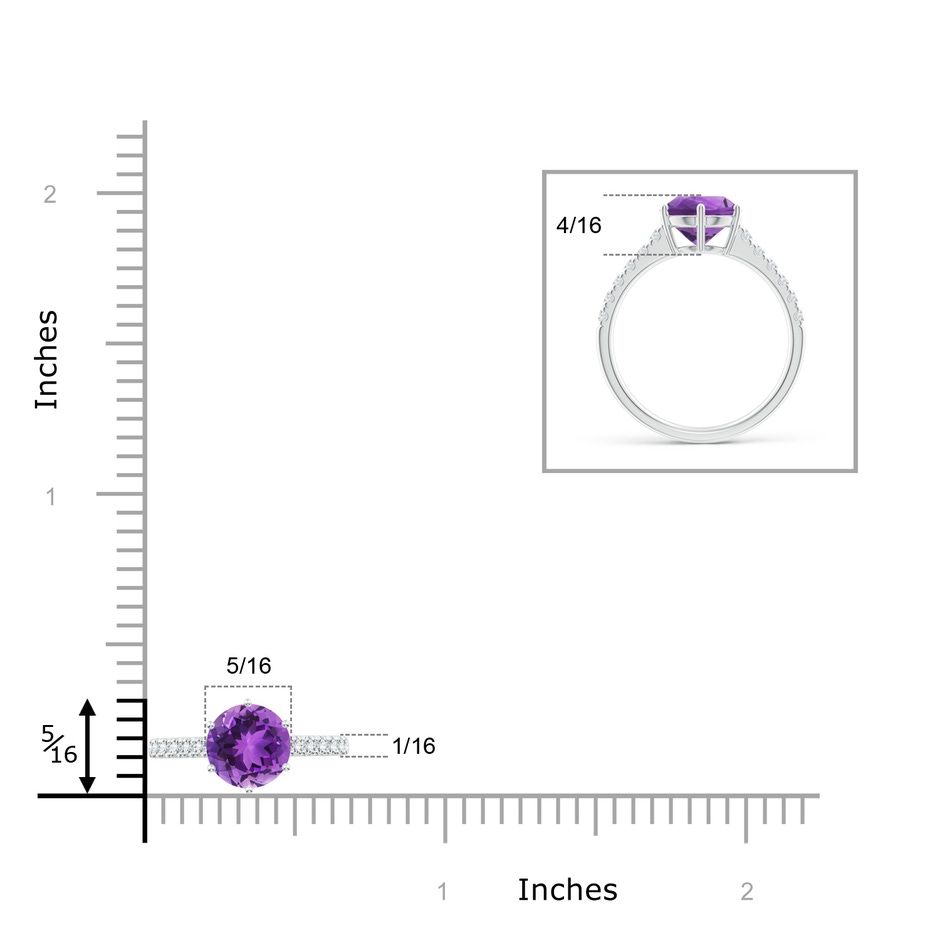 8mm AAA Amethyst Solitaire Ring with Diamond Accents in White Gold product image