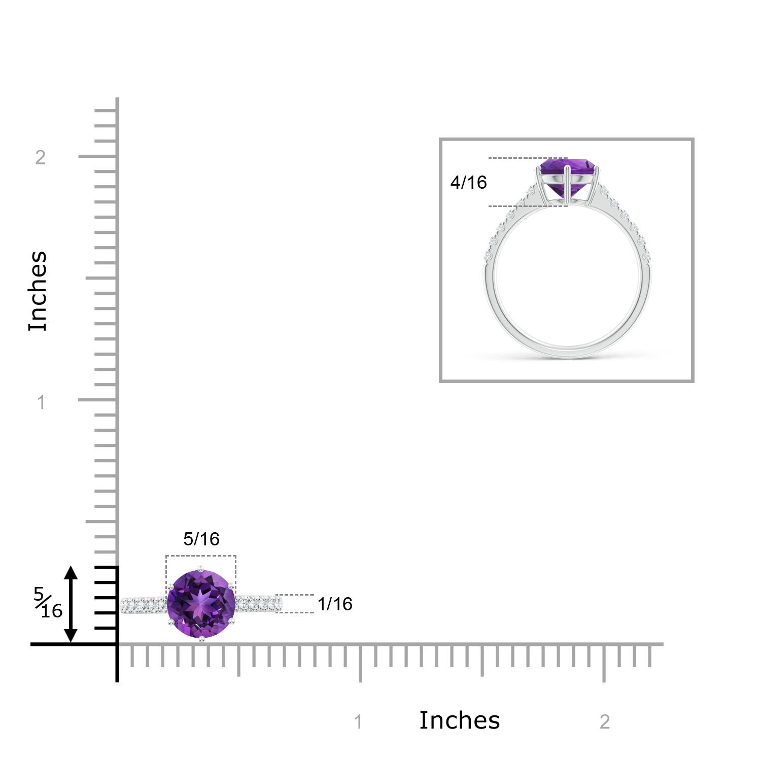 AAAA - Amethyst / 2 CT / 14 KT White Gold