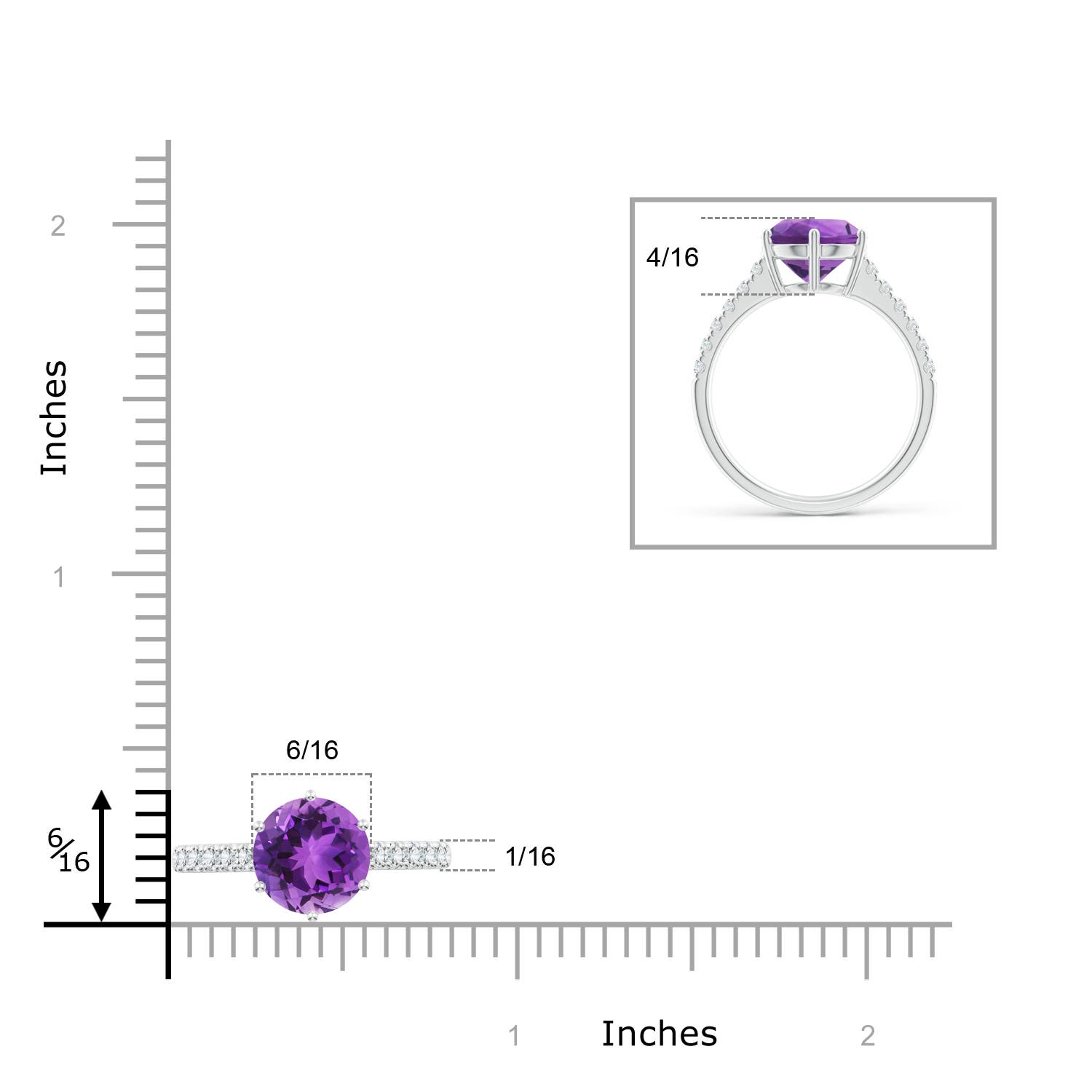 AAA - Amethyst / 2.75 CT / 14 KT White Gold