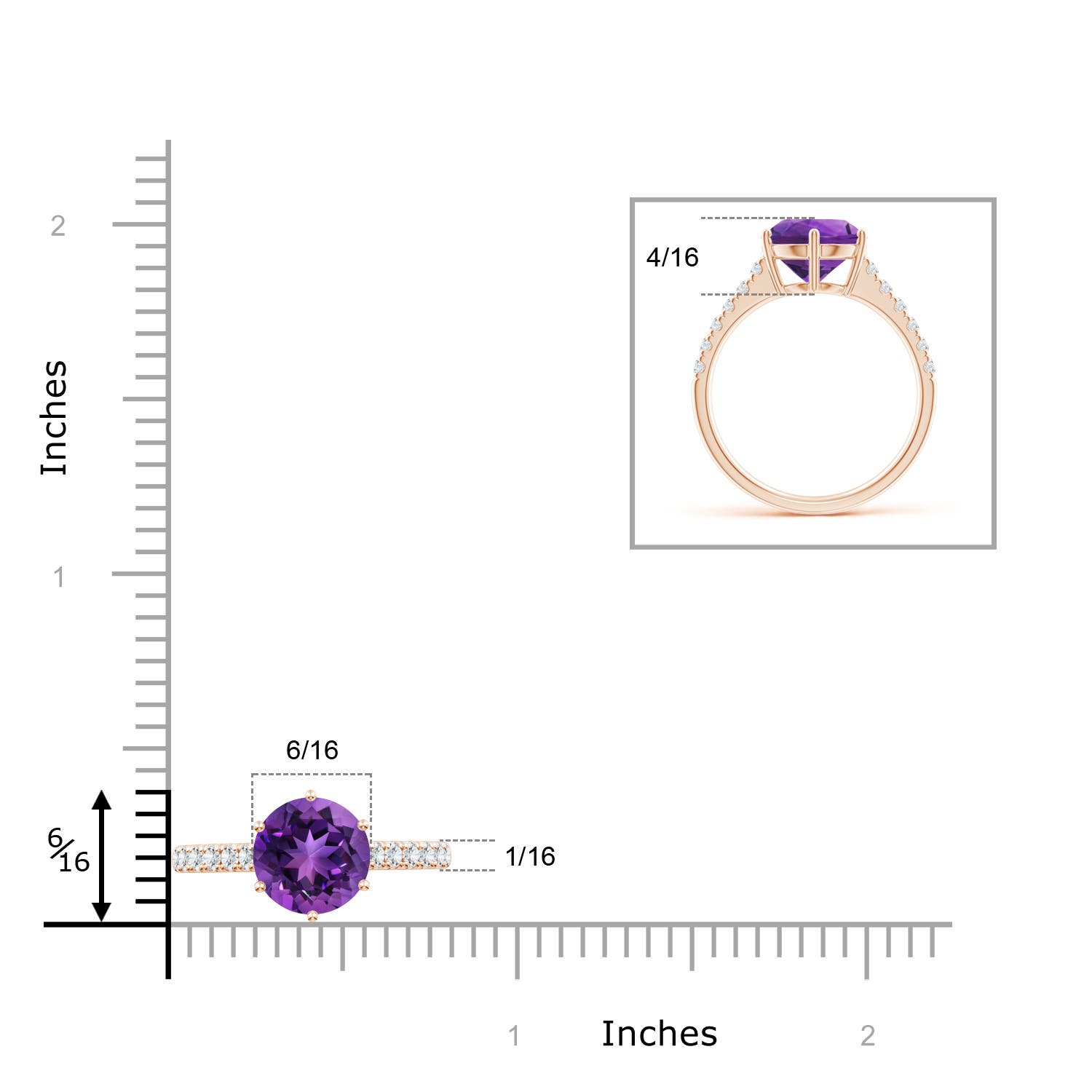 AAAA - Amethyst / 2.75 CT / 14 KT Rose Gold