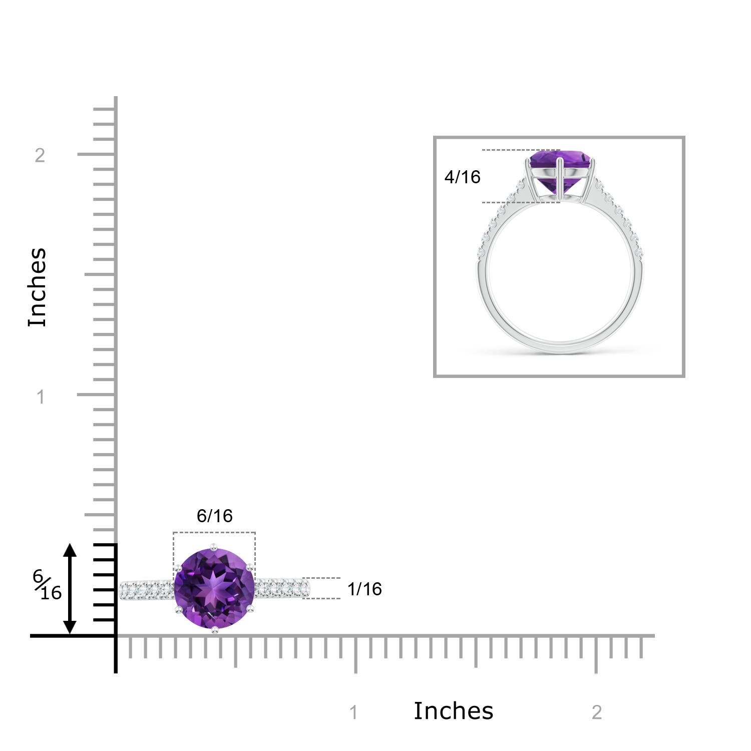 AAAA - Amethyst / 2.75 CT / 14 KT White Gold