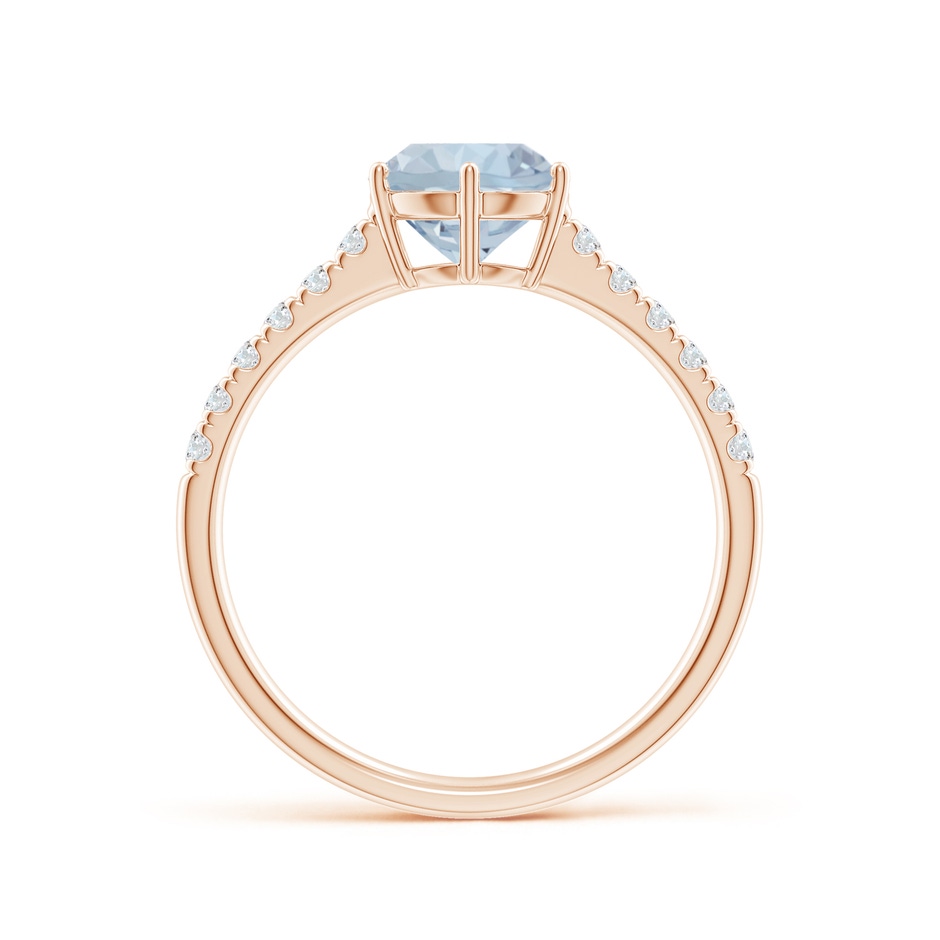 7mm A Aquamarine Solitaire Ring with Diamond Accents in Rose Gold side 199